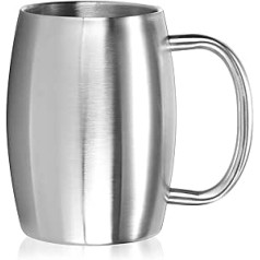 COM-FOUR® Stainless Steel Mug XL – Stainless Steel Beer Mug – Stainless Steel Cup – Camping Mug Double-Walled and BPA-Free