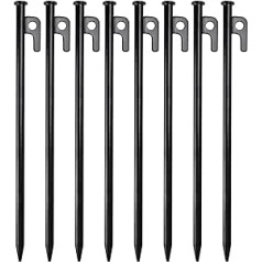 TECDW Tent Pegs, Pack of 8, 30 cm Long Tent Pegs, Steel Pegs, Stable and Robust Camping Pegs, Tent for Camping, Outdoor Hiking - Ideal for Hard Floors and Normals