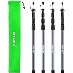 SANLIKE Tarp Poles, Camping Tent Pegs with Telescopic Pole, Adjustable Tent Poles for Tarpaulins, Fiberglass Camping Tarp Poles, Replacement (4 Pack, 33-99 Inch, Telescopic Aluminum Pole, Grey)