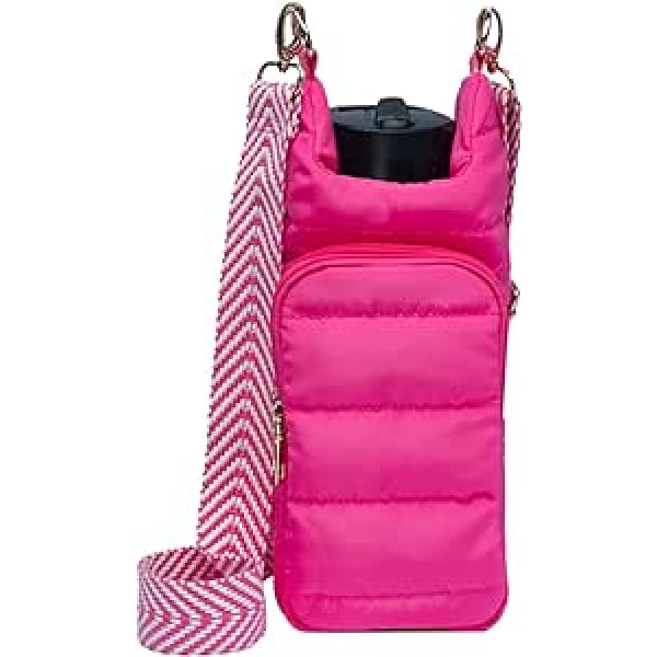 JSLOOO Puffer stepēts ūdens pudeles maisiņš ar siksnu, Crossbody ūdens pudeļu turētājs ar regulējamu plecu, viegls ūdens pudeles maisiņš ar tālruņa kabatu, pudeļu maisiņš