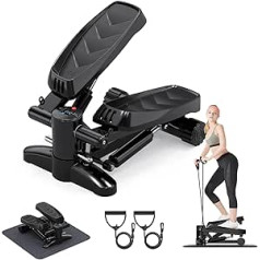 Tohoyard Stepper mājām, Mini Stepper 150 kg ar LCD monitoru, Quiet Swing Stepper sēžamvietas un kardio treniņiem, kāpņu steperis mājas birojam, melns