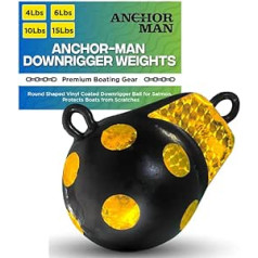 Anchor-Man Downrigger-Gewichte [1,8 kg 2,7 kg 4,5 kg 6,8 kg] – Runde geformte Vinylbeschichtete Downrigger-Ball für Lachs, schützt Boote vor Kratzern – Kanonen-Downrigger-Zubehör