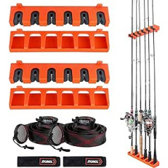 RUNCL Fishing Rod Holder Combo Set Garage Wall Mounted Vertical Fishing Rod Holder Holds up to 6 Rods Suitable for 5-11mm Fishing Rod