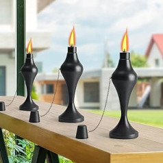 FAN-Torches 3 Pack Metal Table Torches, 530g Citronella Torches for Outdoors, Easy to Fill Citronella Flame Light Torch with Wicks and Covers, Landscape Lanterns, Torches for Yard