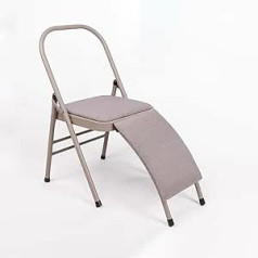 Yoga Auxiliary Chair with Lumbar Support, Iyengar Yoga Chair, Removable Seat Cushion, Metal Frame, Backless Yoga Chair, Portable Foldable Yoga Chair, Grey