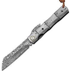 TABKER Folding Knife VG10 Damascus Pattern Outdoor Knife Razor Sharp Pocket Knife for Outdoor Outdoor Survival Knife for Camping