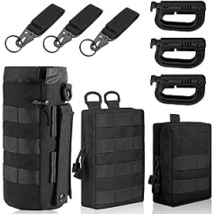 HOMURY 3 Pack Molle Bag: Compact Tactical Tactical Waist Bags, EDC Utility Bum Bag with 3 Hooks and Keychain for Outdoor Hiking Hunting Camping Training (Black)