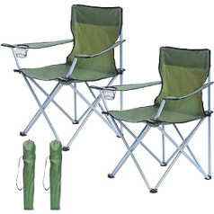 AMHANCIBLE Folding Camping Chair, Set of 2, Fishing Chairs, Foldable with Drink Holder, Folding Chair Camping with Armrests and Carry Bag, Camping Chairs Set of 2, Lightweight, Maximum Load 120 kg,