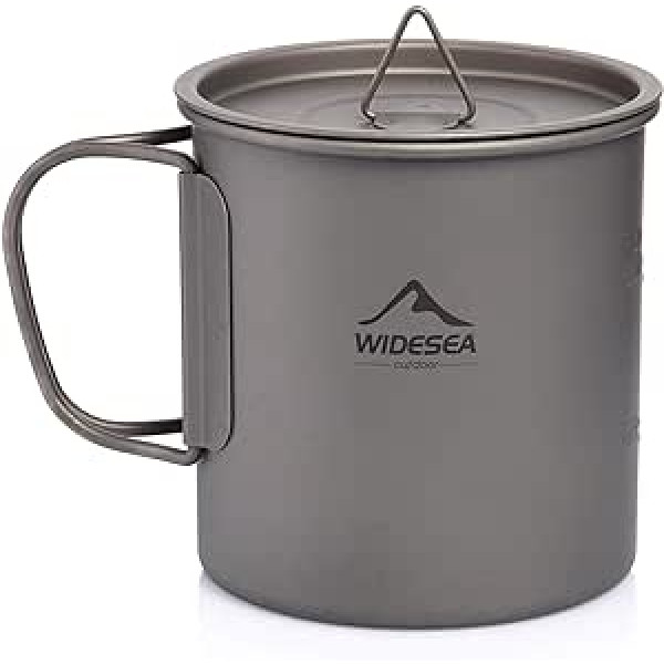 Widesea 450 ml Camping Titanium Mug with Lid Outdoor Ultralight Portable for Hiking Picnic Outdoors