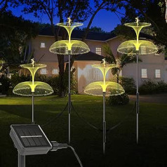 HOFLYW Solarleuchten für Außen – 4 Stück Solar Gartenleuchten Solar Blumenleuchten Solar Quallen Licht Solar Hofleuchten für Garten Dekor Outdoor Decor Terrasse Dekor (Warmweiß)