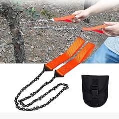 CZA 24 Inch Portable Wire Saw with Oxford Fabric Storage Bag, 11 Teeth Hand Saw Chain, Garden Logging Tools for Outdoor Camping, Orange