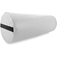 QUIRUMED 55 x 20 cm White Faux Leather Ergonomic Foam Filled Roller Cushion Yoga Fitness Massage