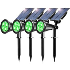 T-SUNUS Garden Spotlight Solar Green Solar Spotlight for Outdoor Use 4 LED 2 Light Modes Auto On/Off Waterproof IP65 for Tree Yard Patio Backyards Gardens Pack of 4