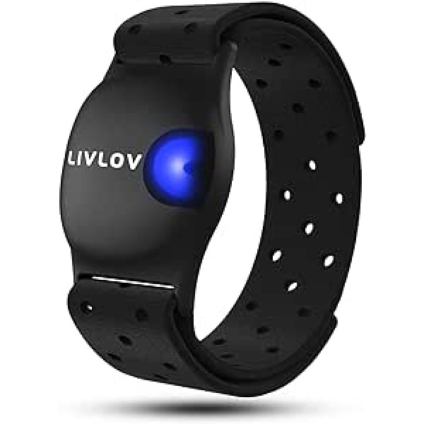 LIVLOV V9 pulsometra aproce — ANT+ Bluetooth pulsometra aproce, uzlādējams IP67 ūdensizturīgs optiskais pulsometra sensors, saderīgs ar Polar Wahoo Garmin Zwift