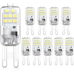 Eco.Luma G9 LED lampa 2W Warmweiß 6000K,Ersatz für Halogenlampe G9 20W 25W, AC230V G9 Mini Glühlampe, Kein Flackern 200LM, Nicht Dimmbar 10er Pack