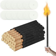 Jopassy Pack of 50 Wax Torches, Burning Time 100 Minutes with Extra Long Handle, High-Quality 60 cm Burning Body Torches for Garden, Hiking, Hiking, Campfire