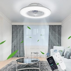 Unikcst Kluss LED griestu ventilators ar regulējamu apgaismojumu 32 W griestu apgaismojuma ventilators ar tālvadības pulti un lietotņu vadību 6 vēja ātruma ventilatora gaismas krāsas maiņa 2700–6500 K