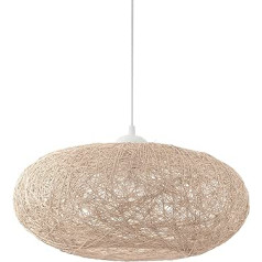 EGLO Pendelleuchte Campilo, 1 flammige Hängelampe, Hängeleuchte aus Textil-Faden und Kunststoff, Esstischlampe in Beige, Weiß, Wohnzimmerlampe hängend ar E27 Fassung, Ø 45 cm