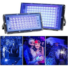 LED Black Light Spotlight, 50 W/100 W UV Spotlight Floodlight Party Light with Plug and Switch, IP65 Waterproof Black Light Lamp for Bar, Halloween, Aquarium, Concert Party, Band Power (50 W)