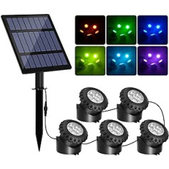 T-SUN Solar Pond Lighting RGB Solar Underwater Spotlight LED Pond Light with IP68 Waterproof RGB Colour Changing Landscape Headlight Garden Lighting for Garden, Patio, Tree (Set of 5)