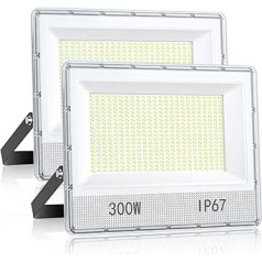 LED Strahler Außen 300W - 2 Stück 30000LM Flutlicht LED Außen, 7000 K Kaltweißer LED Aussen Strahler, IP67 Wasserdicht LED Flutlicht für Fabriken, Werkstätten, Sportplätze, Garagen, Garten