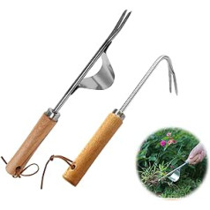 MIYUANGKJ Hand Weed Remover Tool Weed Puller with V-shaped Hook, Garden Weed Puller with Long Handle, Stainless Steel, Deep Root Weeder Tools, Manual Gardening Weed Picker