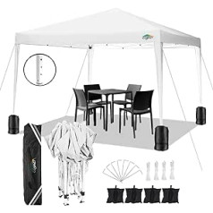 COBIZI Pavillon 3x3m Wasserdicht Pop Up Pavillon 3x3 faltbar Faltpavillon Gartenpavillon Partyzelt Faltzelt 3x3 höhenverstellbar Bierzelt mit 4 Sandsack (Weiss)