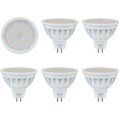 Aiwode 5W GU5.3 MR16 LED lampa, silti balta 2700K, 550LM RA85, aizstāj 50W halogēnu spuldzi, DC12V nav aptumšojams, 120° staru leņķis Gu5.3 priekšējais lukturis, saderīgs ar 12V LED transformatoru, 5 gab.