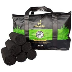 BlackSellig 10 kg stieņi kokosriekstu grila briketes XXL tīras kokosriekstu čaumalas bārbekjū ogles — perfekta profesionāla kvalitāte