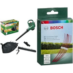 „Bosch“ namų ir sodo „UniversalGardenTidy 2300“ elektrinis lapų dulkių siurblys / lapų pūstuvas (2300 W, surinkimo maišelis 45 litrai) ir „Bosch F016800181“ žoliapjovės linija, ypač stipri / 26 cm Art 26 Combitrimm