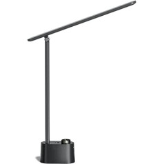 Honeywell HWT-H01 LED galda lampa ar A+C USB dienasgaismas lampa rakstāmgalda dienas gaisma ar 3 krāsu temperatūru aptumšojama acu aizsardzības galda lampa, melna