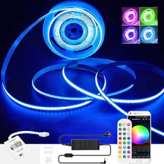 COB LED sloksne WIFI 5M RGB ar barošanas avotu, elastīga LED sloksne, 810 gaismas diodes, regulējams, 12V, lietotņu laiks/tālvadības pults, savietojams ar Alexa/Google Home