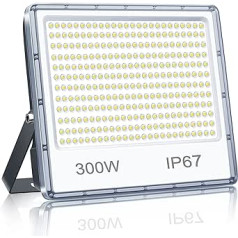 YIQIBRO LED āra prožektors, 300 W, 1 gabals, 30 000 lm, 7000 K, vēsi balts, īpaši spilgts LED prožektors ar LED draiveri, IP67 ūdensizturīgs āra prožektors pagalmam, iekšpagalmiem, garāžai, gaitenim,