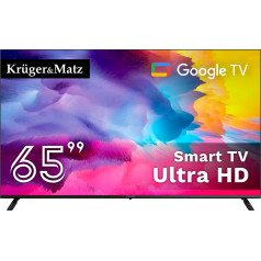 Kruger&Matz 65 colių UHD Google TV DVB-T2/T/C H.265 HEVC televizorius