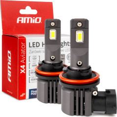 Automobilių LED lemputės x4 aviator 6500k h8 h9 h11 amio-03765