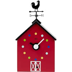 KOOKOO RedBarn (klein), Bauernhaus Uhr mit 12 Tierstimmen, einem Hahn und Einer drehenden Wetterfahne