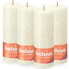 Bolsius Rustic Pillar sveces, ziloņkauls, iepakojums 4, 19 x 7 cm, degšanas ilgums 85 stundas, bez smaržas, dabīgs augu vasks, bez palmu eļļas, Advent