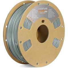 OVERTURE liela ātruma TPU kvēldiegs 1,75 mm, elastīgs TPU ruļļa patēriņš, 95 A 1 kg spole (2,2 mārciņas), izmēru precizitāte +/-0,03 mm, 3D printeriem (pelēks)