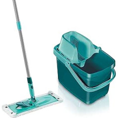 Leifheit Combi Micro Duo Set with Back-Friendly Wiper Squeegee for Effective Wringing, Powerful Floor Mop with Click System, 0