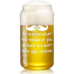 WODOHOLO Bierdosenglas für Vatertag, bestes Geburtstagsgeschenk für Männer, Vater, Geschenk, 473 ml, Glas, Einmachglas