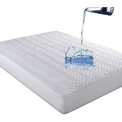 Mājas tekstilizstrādājumi Matratzenschoner, wasserdicht, gesteppt, für kleines Doppelbett, 122 x 190 cm, wasserabweisend, Weiß mit tiefem elastischem Rand