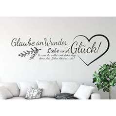 tjapalo® pk229 Wall Tattoo Faith in Miracles Love and Happiness Wall Tattoo Living Room Sayings Quote Wall Sticker Hallway and Hallway, Colour: Olive, Size: W 80 x H 27 cm