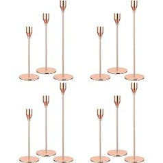 Pack of 12 rose gold candle holders, candle holder for cone candle, fits 3/4 inch thick candle and led candles, retro metal candle holder for candlelight, dinner, wedding, banquet decoration