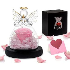 Wentsent Preserved Flowers, Preserved Fresh Flowers Real Rose with LED Light, Handmade Forever Rose in Glass Dome for Mother Women, Mother's Day Valentine Gifts Birthday