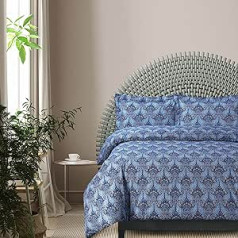 Sofi Paisley 170 gsm flaneļa segas gultas veļas komplekts, karalienes izmērs, tumši zils