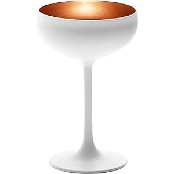 Stölzle Lausitz Elements Sektschale Weiß (matēts) Bronze 6er Set 200ml I Sektschale aus hochwertigem Kristallglas I stoßfest I als Sekt- oder Champagnerschale I spülmaschinenfestes Coupette Glas
