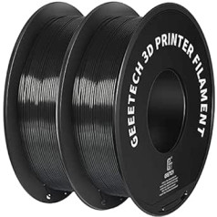 Geeetech PETG kvēldiegs 1,75 mm, 3D printera kvēldiegs, 1 kg uz spoles, 2 spoles, melna/melna