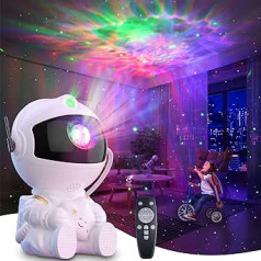 Mexllex Astronaut Starry Sky projektors, 16 režīmi, 360° rotācijas Galaxy LED zvaigžņoto debesu projektors nakts gaisma ar tālvadības pulti, zvaigžņu projektors bērniem un pieaugušajiem