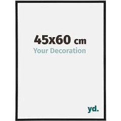 yd. Your Decoration Antony Picture Frame 45 x 60 cm Plastic Picture Frame Excellent Quality Clear Artificial Glass Matt Black