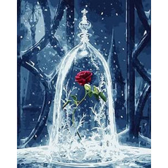 CaptainCrafts DIY Oil Painting by Numbers Adult Kit 16 x 20 Inch for Beginners Children - Rose Flowers in Glass Cover